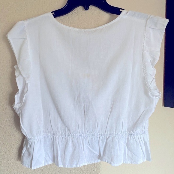 ROXY Linen Short Sleeve Crop Top Linen Blend XL/TG/EG Snow White NWT - Picture 4 of 9